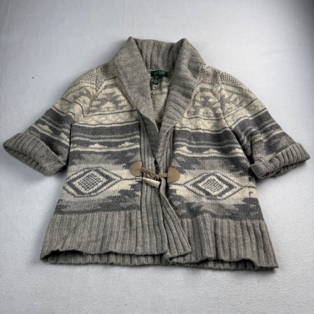 Lauren Ralph Lauren Wool Angora Southwestern Toggle Cardigan‎ XL Shawl Collar